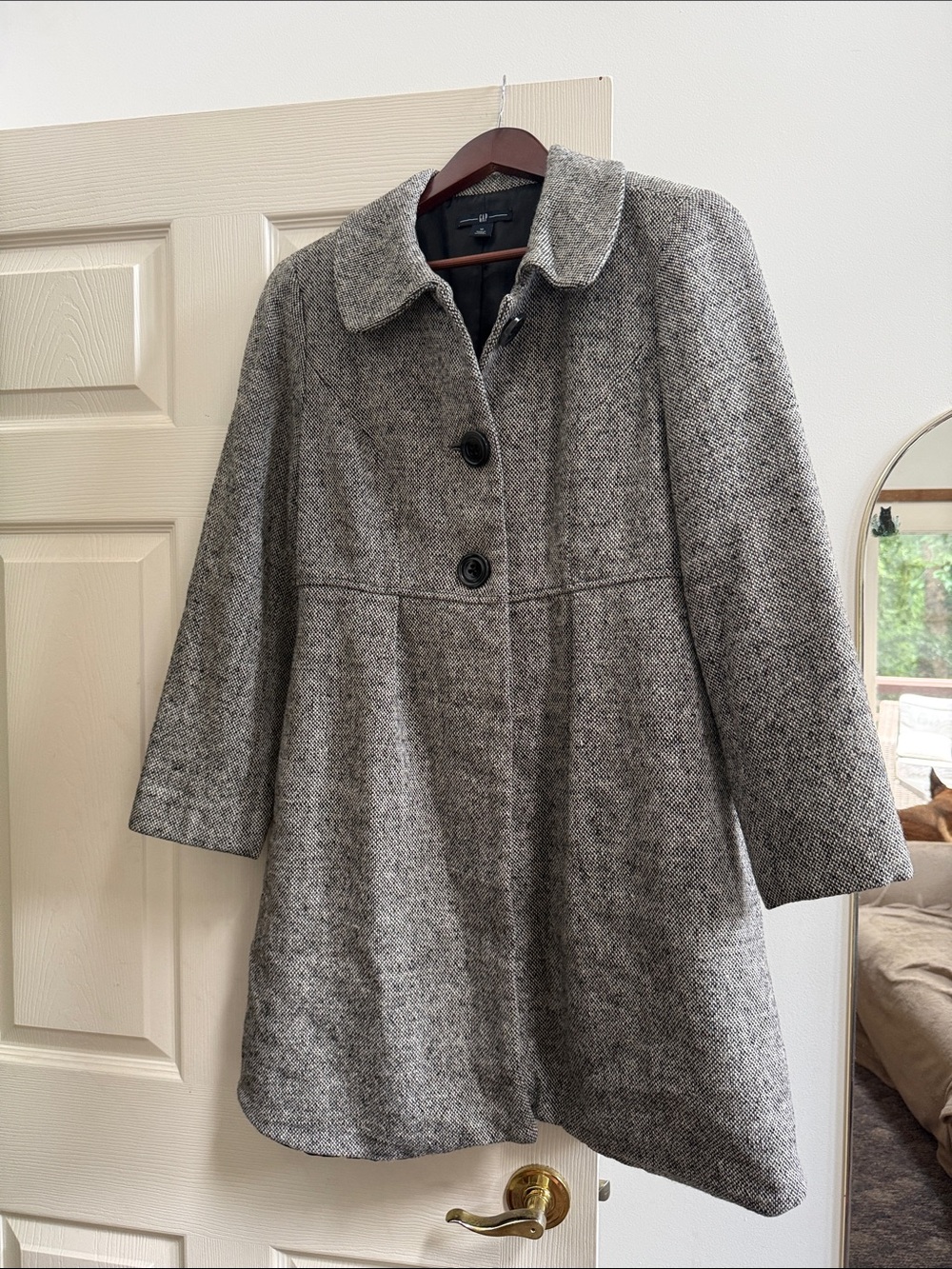GAP Gray Tweed Button-Front Pea Coat